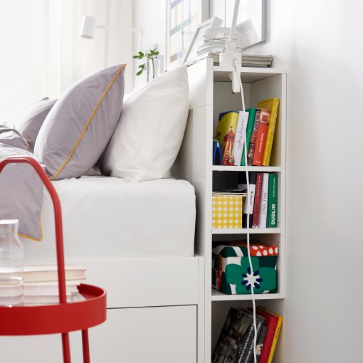 BRIMNES, bed frame with storage and headboard, 140X200 cm, 491.574.57
