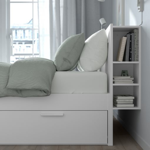 BRIMNES, bed frame with storage and headboard, 140X200 cm, 491.574.57