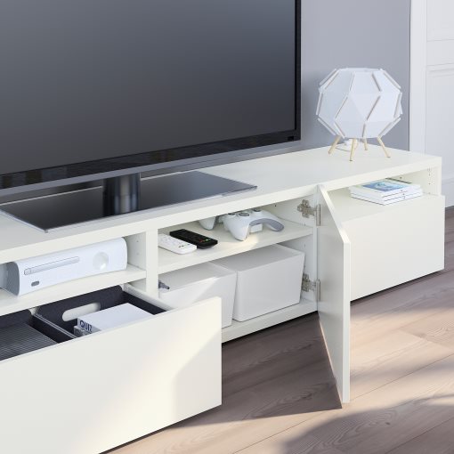 BESTÅ, TV bench with door/drawers soft closing, 180x42x39 cm, 493.284.02