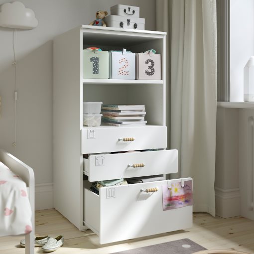 SMASTAD/PLATSA, bookcase with 3 drawers, 60x57x123 cm, 493.878.11