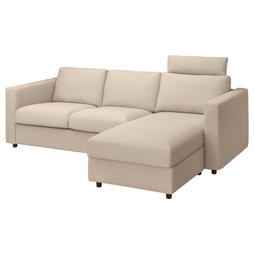 VIMLE, 3-seat sofa with chaise longue with headrest, 493.991.21