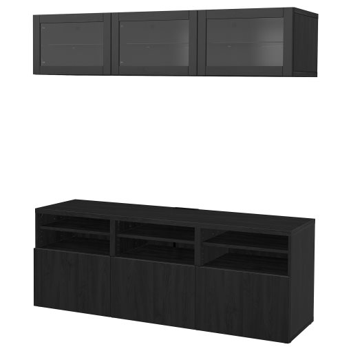BESTÅ, TV storage combination/glass doors/drawers soft closing, 180x42x192 cm, 494.070.03