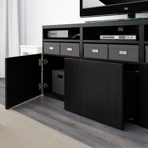 BESTÅ, TV storage combination/glass doors/drawers soft closing, 180x42x192 cm, 494.070.03