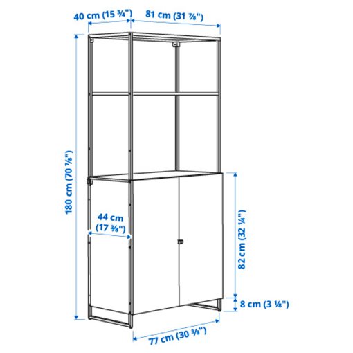 JOSTEIN, shelving unit with doors/in/outdoor, 81x44x180 cm, 494.372.41