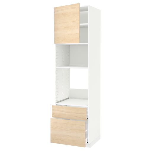 METOD, high cabinet for oven/microwave with door/2 drawers, 60x60x220 cm, 494.541.84