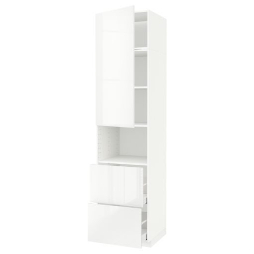 METOD, high cabinet for microwave with door/2 drawers, 60x60x240 cm, 494.591.48
