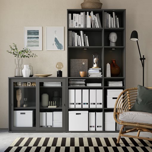 VIHALS, storage combination with glass doors, 190x37x200 cm, 495.210.94