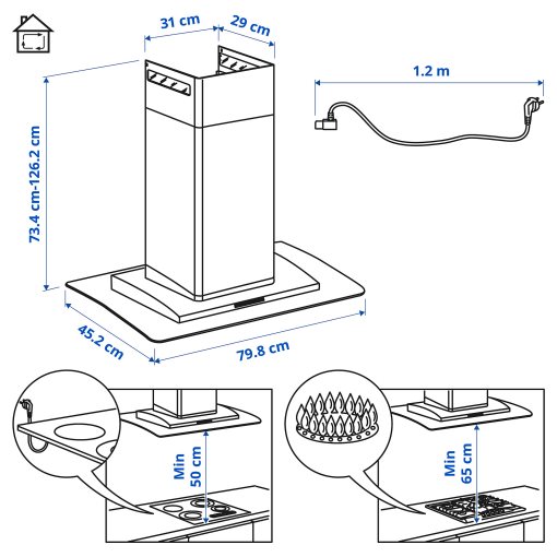 BALANSERAD, wall mounted extractor hood, 80 cm, 505.269.91