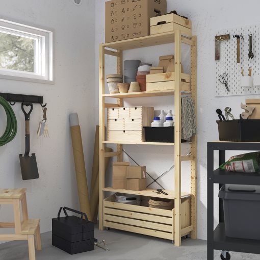 IVAR, shelving unit with storage box, 89x30x179 cm, 594.038.15