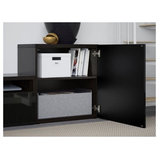 BESTÅ, TV storage combination/glass doors/drawers soft closing, 300x42x211 cm, 594.068.52