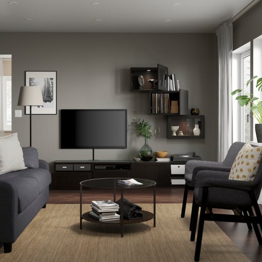 BESTÅ, TV storage combination/glass doors/drawers soft closing, 240x42x190 cm, 594.113.11