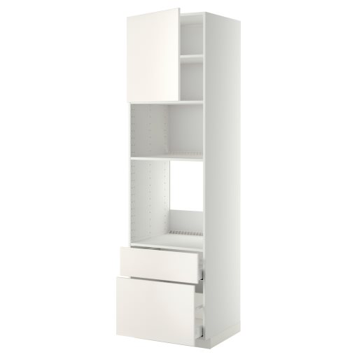 METOD, high cabinet for oven/microwave with door/2 drawers, 60x60x220 cm, 594.554.04