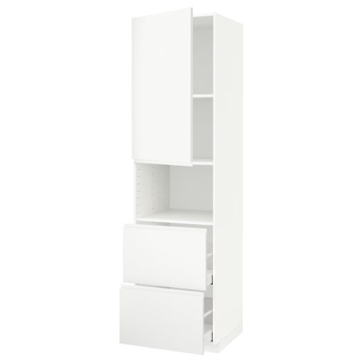 METOD, high cabinet for microwave with door/2 drawers, 60x60x220 cm, 594.640.26