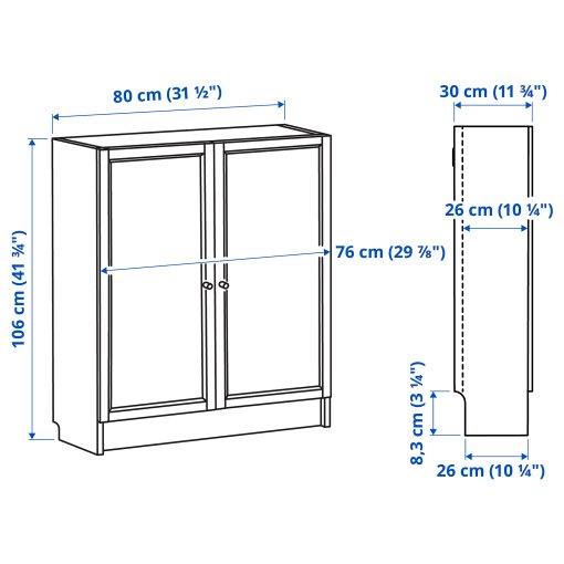 BILLY/OXBERG, bookcase with doors, 80x30x106 cm, 594.832.75