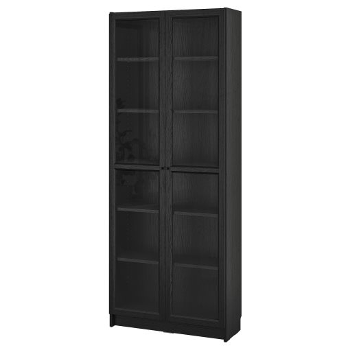 BILLY/OXBERG, bookcase with glass doors, 80x30x202 cm, 594.833.17