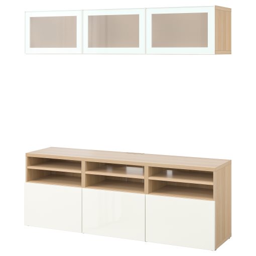 BESTÅ, TV storage combination/glass doors/drawers soft closing, 180x42x192 cm, 594.888.00