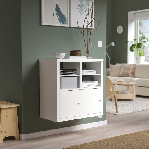 KALLAX, shelving unit with 2 doors/2 shelf inserts, 77x77 cm, 595.529.52