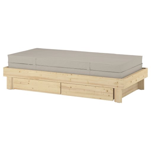 GLAMBERGET, extendable bed with storage and 2 mattresses, 80x200 cm, 595.682.84