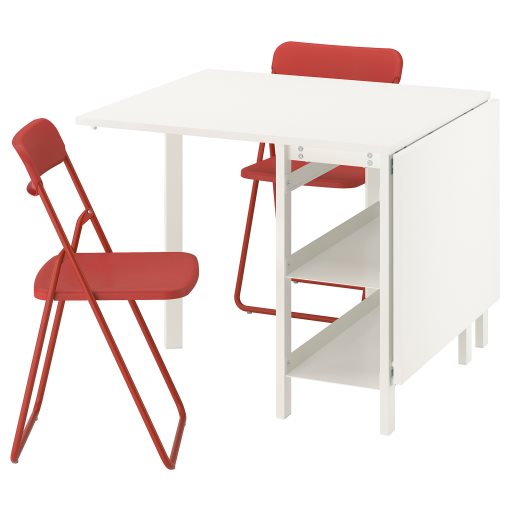 VIHALS, gateleg table and 2 folding chairs, 39/95/151x90 cm, 595.902.56