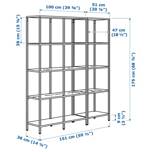 VITTSJÖ, storage combination, 151x36x175 cm, 599.026.58