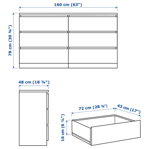 MALM, chest of 6 drawers, 604.035.84