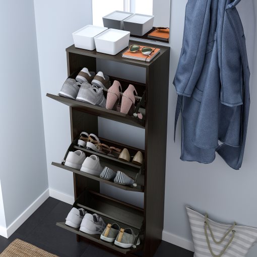 BISSA, shoe cabinet with 3 compartments, 49x28x135 cm, 605.302.09