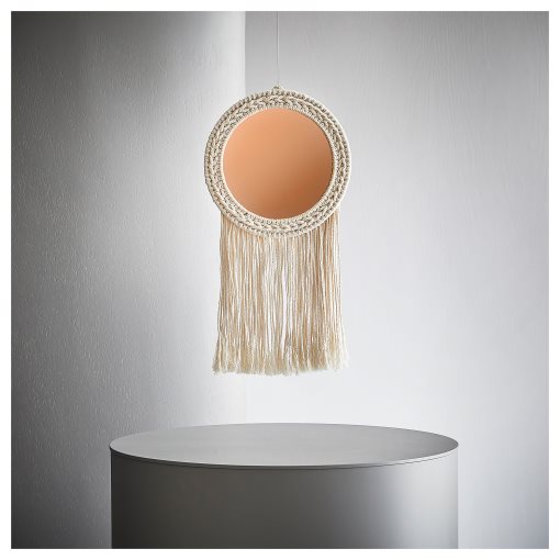 ENERGISKOG, decorative mirror with fringes, 26x48 cm, 605.380.74
