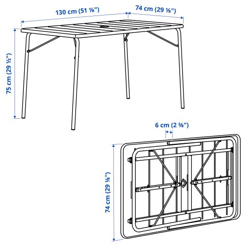 TORPARÖ, foldable table outdoor, 130x74 cm, 605.957.24