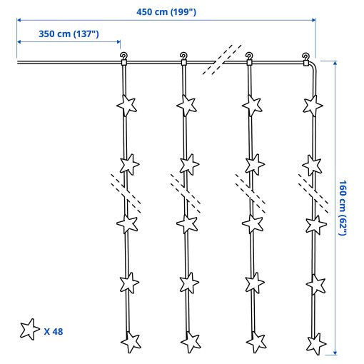 VINTERFINT, κουρτίνα με ενσωματωμένο φωτισμό LED/48 λαμπτήρες, εξωτερικού χώρου/αστέρι, 605.990.91