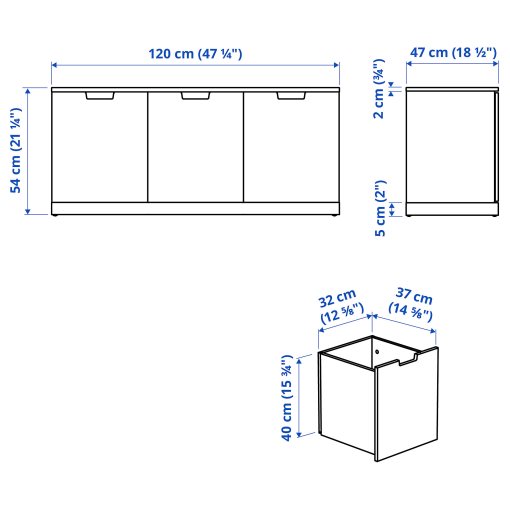 NORDLI, chest of 3 drawers, 120x54 cm, 692.765.67