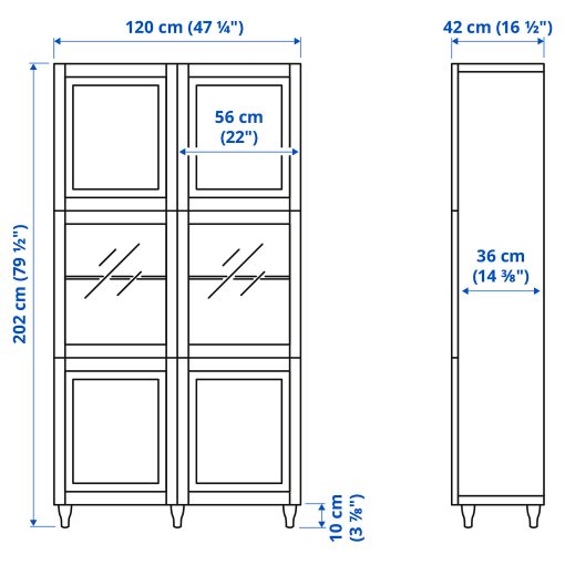 BESTÅ, storage combination w glass doors,, 120x42x193 cm, 693.849.44