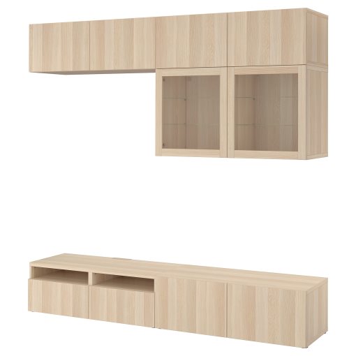 BESTÅ, TV storage combination/glass doors/drawers push open, 240x42x231 cm, 694.121.74