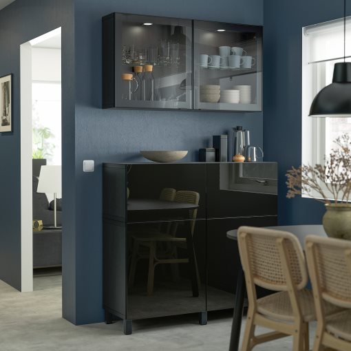 BESTÅ, storage combination with doors/drawers push open, 120x42x213 cm, 694.215.45