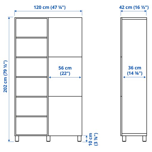 BESTÅ, storage combination with doors, 120x42x202 cm, 694.217.05