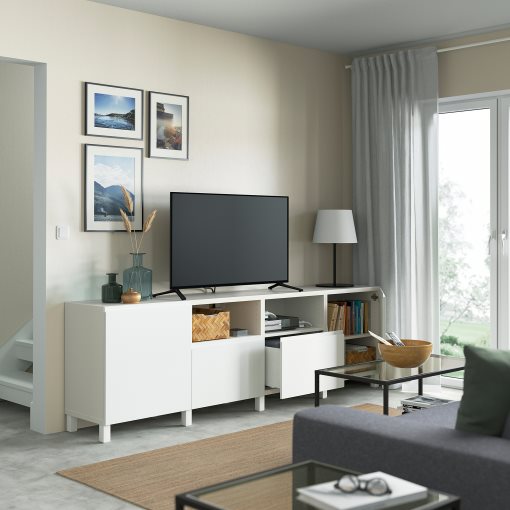 BESTÅ, έπιπλο TV με πόρτες και συρτάρια, 240x42x74 cm, 694.347.55
