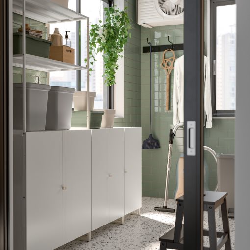 JOSTEIN, shelving unit with doors/in/outdoor, 182x44x180 cm, 694.372.97
