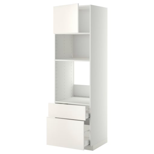 METOD, high cabinet for oven/microwave with door/2 drawers, 60x60x200 cm, 694.593.88
