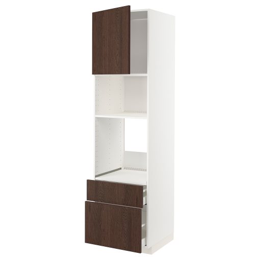 METOD, high cabinet for oven/microwave with door/2 drawers, 60x60x220 cm, 694.594.87