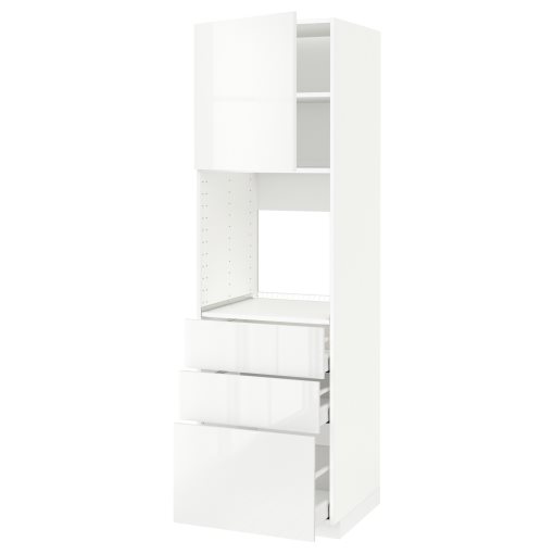 METOD, high cabinet for oven with door/3 drawers, 60x60x200 cm, 694.668.12