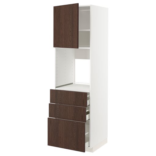 METOD, high cabinet for oven with door/3 drawers, 60x60x200 cm, 694.674.30