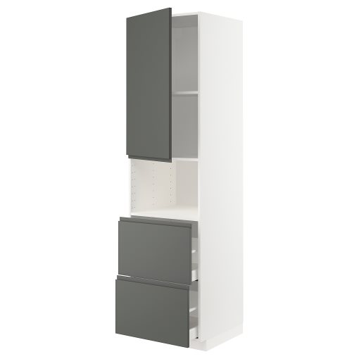 METOD, high cabinet for microwave with door/2 drawers, 60x60x220 cm, 694.675.38