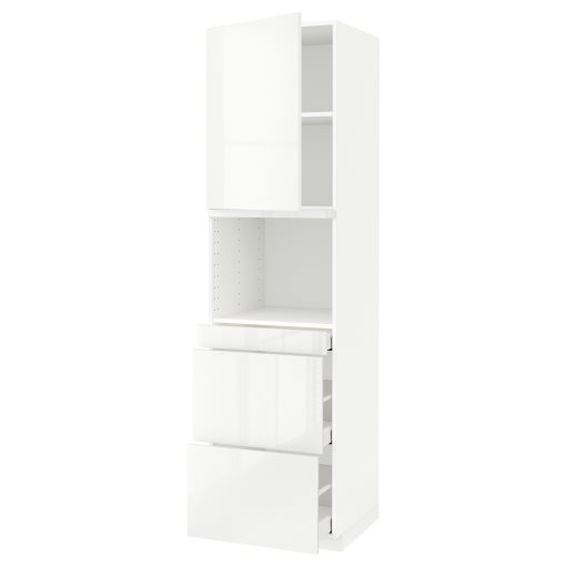 METOD, high cabinet for microwave combi with door/3 drawers, 60x60x220 cm, 694.689.48