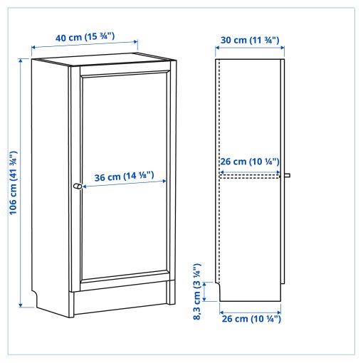 BILLY/OXBERG, bookcase with door, 40x30x106 cm, 694.832.89