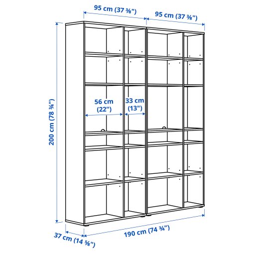 VIHALS, shelving combination, 190x37x200 cm, 695.210.69
