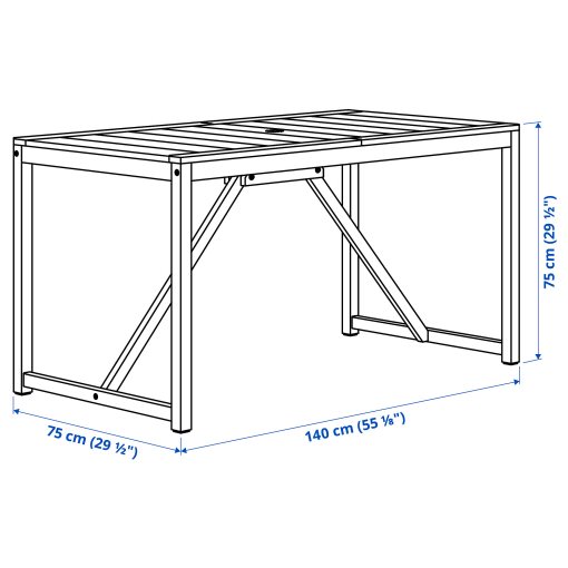 NÄMMARÖ, table with 4 chairs with armrests/outdoor, 140x75 cm, 695.752.55