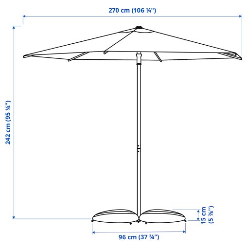 HÖGÖN/IGGÖN, ομπρέλα ήλιου με βάση, 270 cm, 695.762.07
