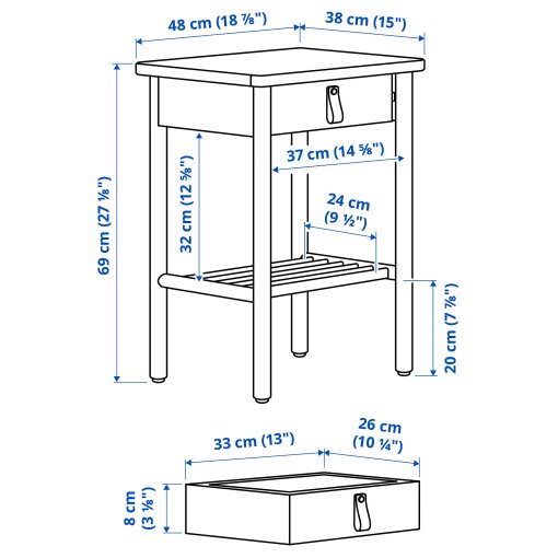BJÖRKSNÄS, bedside table, 704.073.60