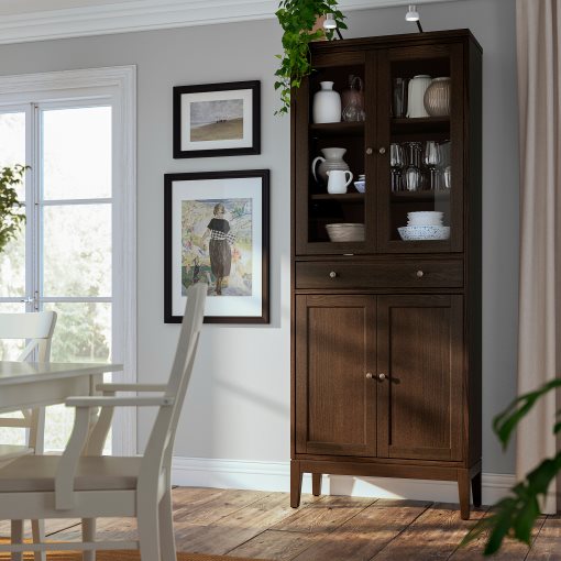 IDANÄS, high cabinet with glass-doors and 1 drawer, 81x39x211 cm, 704.878.37