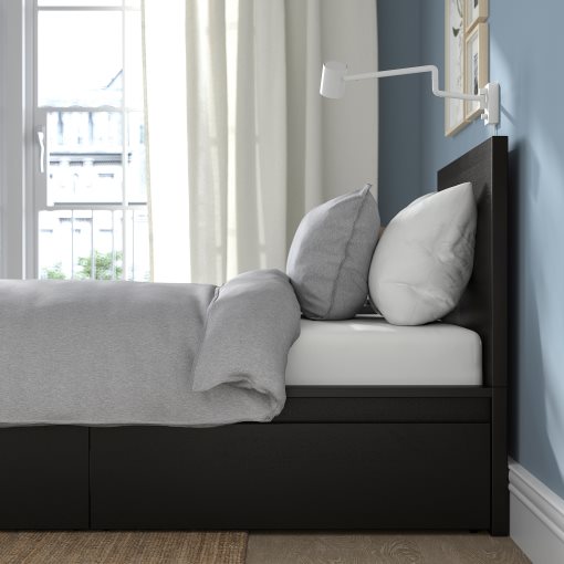 MALM, bed frame/high with 2 storage boxes, 90X200 cm, 790.327.34