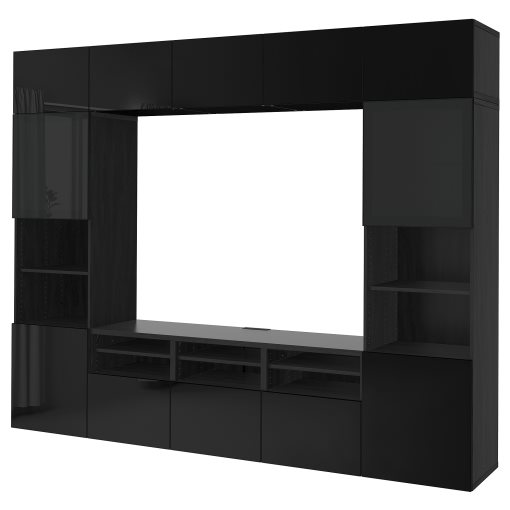 BESTÅ, σύνθεση αποθήκευσης TV/γυάλινες πόρτες/συρτάρια με μαλακό κλείσιμο, 300x42x231 cm, 794.110.32